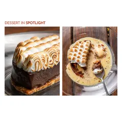 A two-panel shot showing my Hazelnut Chocolate dessert, both as a whole and being enjoyed with a scoop of cinnamon ice cream. It's a complex and delicious dessert with a variety of textures and flavors.