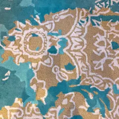 An artistic burst of charm for your floors. This abstract rug from the Loops by Zeba collection blends teal, gold, and ivory tones, with varied pile heights creating a stunning textural and visual effect.