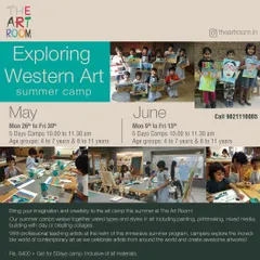 Our "Exploring Western Art" summer camp flyer. This camp allows campers to explore the world of contemporary art and create works inspired by artists from around the globe.