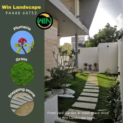 This graphic breaks down the key elements we used for a small front yard garden. By combining Plumeria trees, natural grass, and a simple stepping stone path, we created a beautiful and functional entrance without overwhelming the space.