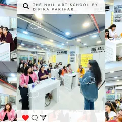 A collage from one of our packed workshops. We create an engaging and interactive environment where students can learn the latest techniques, like soft gel extensions, from our expert educators.