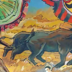 Another take on the Kambala theme, this time as part of a larger cultural collage for The Avatar Hotel. The style is more expressive, capturing the raw energy of the race.