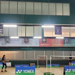 Players warming up for their matches during the second edition of the Indranagar Badminton League.