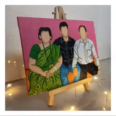 A faceless family portrait commissioned as a special gift. These paintings are a wonderful way to celebrate family bonds in a contemporary artistic style.