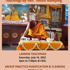 Our resident and visiting teachers, like Venerable Tenzin Namjong seen here, guide our community through profound Lamrim teachings and group practices, making the Dharma accessible to all.