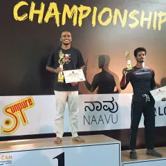 The podium is our second home. Two of our fighters celebrating their hard-earned medals after a tough day of competition at the grappling tournament.
