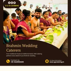 We specialize in managing large-scale traditional dining for weddings and functions. This image shows guests enjoying an authentic 'pankthi bhojanam', where we ensure every person is served efficiently and hospitably, maintaining the sanctity of the occasion.