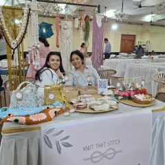 My mom and I at the 'Knot That Stitch' stall. She's the one who first taught me to stitch as a kid, and having her there was so special.