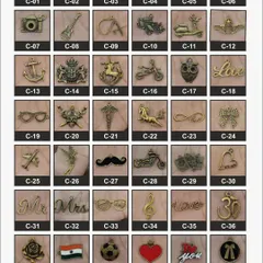 This is a partial catalog of the metal charms I offer for personalizing wallets, keychains, and other accessories. With over 70 options, you can find the perfect charm to match any personality or interest.
