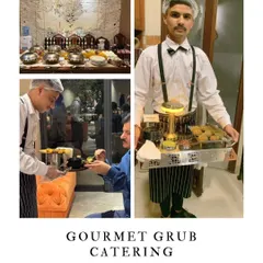 I believe in service that is as excellent as the food. This collage captures my commitment to premium catering, from elegant buffet setups to my smartly dressed staff serving guests with a warm, professional touch.