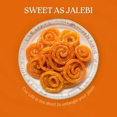 Sweet, crispy, and delightfully chaotic, just like life. Our homemade Jalebis are fried to a perfect crisp and then soaked in sugar syrup, making them a wonderfully indulgent treat.