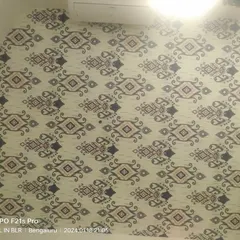 Another angle of the ikat ceiling wallpaper.
