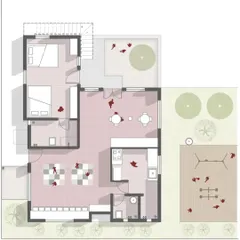 This is the floor plan that brought the Anganwadi school to life. I segregated the layout into distinct zones for learning, eating, and sleeping to optimize the use of space. The plan also includes a separate kitchen, an attached security room for safety, and outdoor play areas like a sandpit, all designed to create a holistic and secure environment.