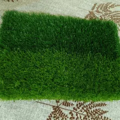 A sample of the 30mm dual-green sports grass. This turf is often used for multi-sport areas or practice grounds, offering good resilience and a professional look.