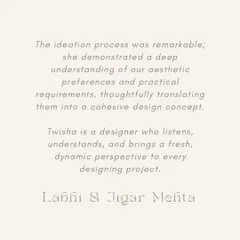 "Twisha is a designer who listens, understands, and brings a fresh, dynamic perspective." This feedback is incredibly meaningful, as we believe a deep understanding of our clients' needs is the foundation of any successful project.