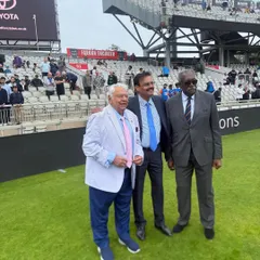 With West Indies great Clive Lloyd and Indian legend Farokh Engineer at the naming ceremony of their stands at Old Trafford. Exposing my players to such icons is a vital part of the tour.