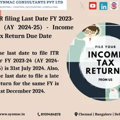 Mark your calendars. The main deadline to file your ITR for FY 2023-24 is July 31, 2024. If you miss this, the last date to file a late return for the same year is December 31, 2024.