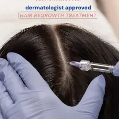I address hair loss with science. This is my dermatologist-approved PRP-GFC hair regrowth treatment, which uses concentrated growth factors from your own blood to stimulate dormant follicles and promote new, healthy hair growth.