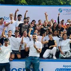 A happy and energized group after our yoga session for World Heart Day. It's amazing to see so many people come together to focus on their health.