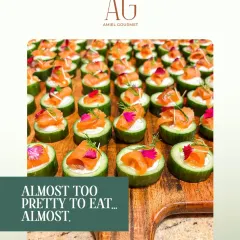 Almost too pretty to eat. These smoked salmon and cream cheese bites on a cucumber base are a refreshing and elegant addition to any high tea or cocktail party menu.