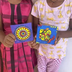 Look at these wonderful coasters painted by my little artists during a Dussehra workshop. It’s so much fun to see kids explore traditional designs and create something they can use.