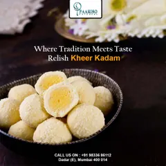 Kheer Kadam is a unique Bengali sweet where tradition meets taste. It features a small rasgulla inside a covering of khoya, offering a delightful two-in-one texture and flavor experience.