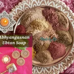 A look at the rich, herbal powders that go into my Abhyangasnan Ubtan Soap. I source high-quality ingredients and blend them with goat milk and coconut oil for a nourishing, exfoliating cleanse.