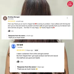"I have suffered with thinning hair and I go our shop and solved my problem... Now I'm very Happy." Thank you for your kind words, Rindhiya!