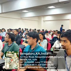 A classroom of engaged BCom students at Christ University during our yoga semester course. Our programs for colleges are designed to be interactive and relevant, addressing student-specific challenges like exam stress and maintaining a healthy lifestyle.