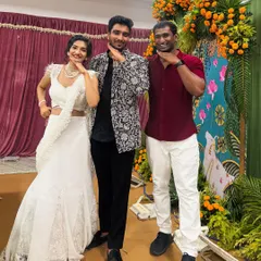 Sharing a happy moment with the wonderful couple, Uthej and Amrutha, after their sangeet performance in Vizag. My goal is always to make the experience joyful and stress-free for my clients.