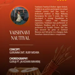 Presenting another young artist from our Tarkash II showcase. These posters serve to introduce our shishyas to the audience before they even step on stage.