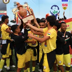 The moment of triumph. The team lifts the Climate Cup trophy high in Ladakh. This is the feeling all the hard work and sacrifice is for.