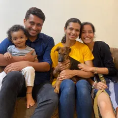 Meet Magic, now named Bombay, with his new family. He even has a human brother to grow up with! Seeing a rescued puppy bring so much joy to a family with a young child is simply beautiful.