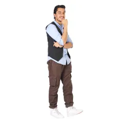 A confident standing pose for a model's portfolio, showcasing a smart-casual look.