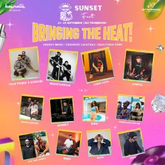 The lineup poster for Sunset Fest at DLF Promenade in Delhi. It's always exciting to be featured alongside so many talented artists for a big city festival.