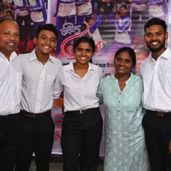 Our team of coaches and senior members at a felicitation event. We believe in leading by example and celebrating our collective achievements as a family.