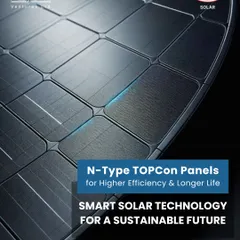 A close-up of the advanced cell technology in our N-Type TOPCon panels. This design is engineered for higher efficiency and a longer operational life, forming the core of our smart solar technology for a sustainable future.