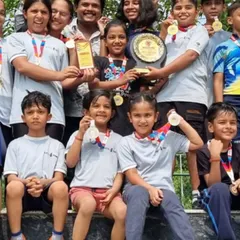 The result of dedication and teamwork. I am incredibly proud to see our team celebrating their win at the Viksit Bharat Inter School Championship 2024, holding their hard earned medals and the team trophy.