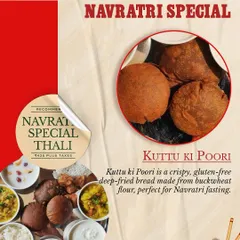 Our Navratri special Kuttu ki Poori. This crispy, gluten-free bread made from buckwheat flour is a perfect option for those fasting during Navratri.