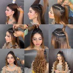 A step-by-step collage showing the creation of a trendy high ponytail with front braids.