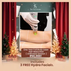 For those seeking a comprehensive solution, I offer a one year unlimited session package for full body laser hair reduction. This Christmas offer also includes three complimentary Hydra Facials to enhance your skin's glow.