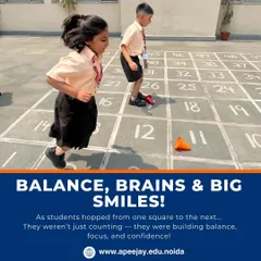 Balance, brains, and big smiles! As our Class 1 students hopped from one square to the next in a game of hopscotch, they weren't just counting; they were building balance, focus, and confidence.
