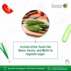 The bitter taste ('Tikta') is essential for purifying the blood and regulating sugar levels. We advise incorporating vegetables like 'Karela' (bitter gourd), Neem, and 'Methi' (fenugreek) into your diet to support metabolic health.