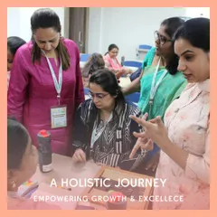 Our training is a holistic journey of growth. Here, our trainees are deeply engaged in a collaborative learning session, exploring Montessori materials together. This is where theory meets practice, building a supportive community of educators who learn from our experts and from each other.
