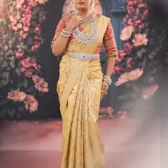 The complete bridal ensemble against a beautiful floral backdrop. I work with you to ensure every element, from the makeup to the jewelry, comes together perfectly.