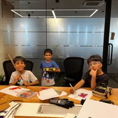Our young roboteers are busy designing and building their robots for an upcoming soccer competition. This is where teamwork, creativity, and engineering skills come together in a fun, competitive environment.