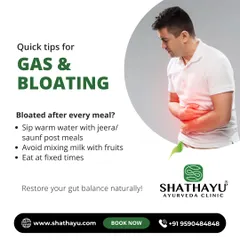 For immediate relief from gas and bloating after meals, we recommend simple yet effective habits. Sipping warm water with jeera, avoiding improper food combinations like milk with fruit, and eating at fixed times can significantly improve your gut balance.