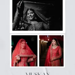 A modern collage of the bride, featuring a mix of black and white and color portraits.