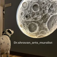 This just melts my heart! At the end of a long day, seeing a client's adorable Dalmatian admiring our moon mural makes everything worth it. It’s a reminder that good art can be appreciated by everyone in the family.