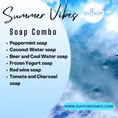 My "Summer Vibes" Soap Combo, featuring refreshing scents like Peppermint, Coconut Water, and Cool Water. These packs are available at a discount on my website.